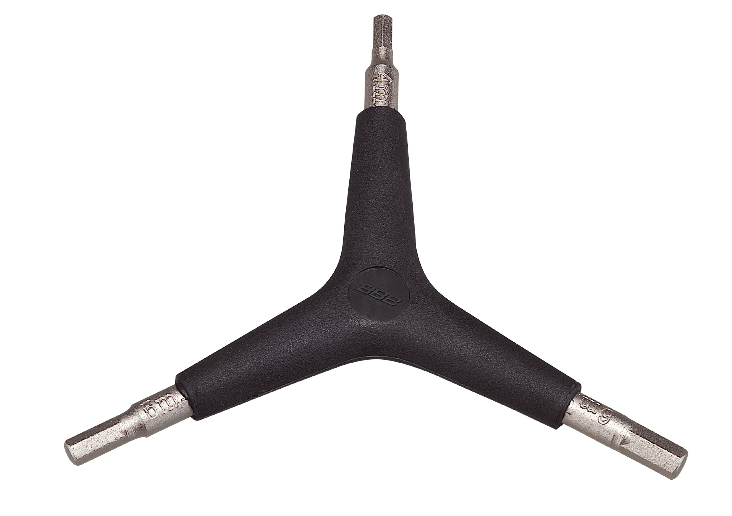 BBB Cycling ThreeStar Hex Key Set Portable Triple Allen Star Keys 3-in-1 Bicycle Tool 4/5/6mm BTL-28, Silver With Black Rubber Cover