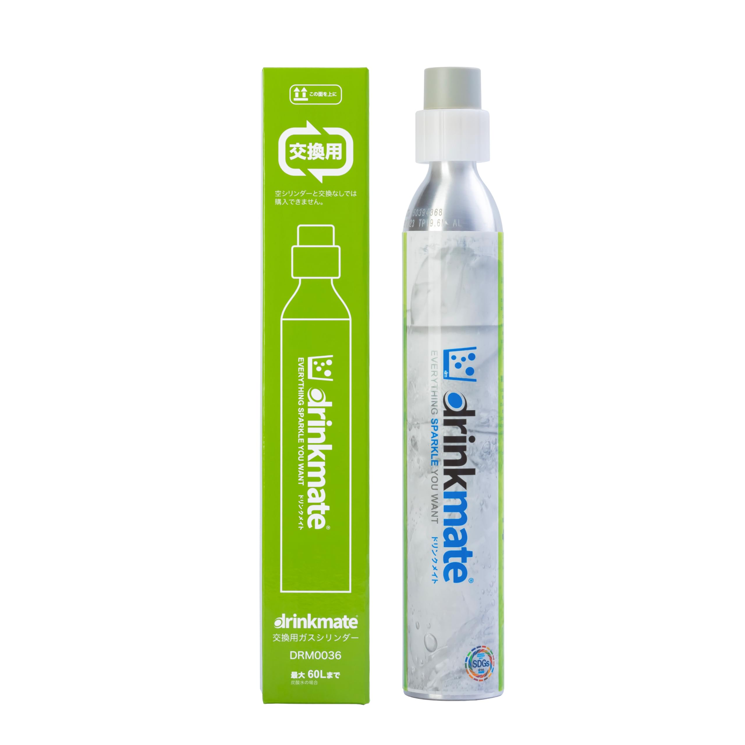 【ドリンクメイト公式 Shop 】60L アタッチメント付 交換用ガスシリンダーDRM0036【※購入数量と同じ数量の空になったガスボンベの同時回収が必要】商品画像
