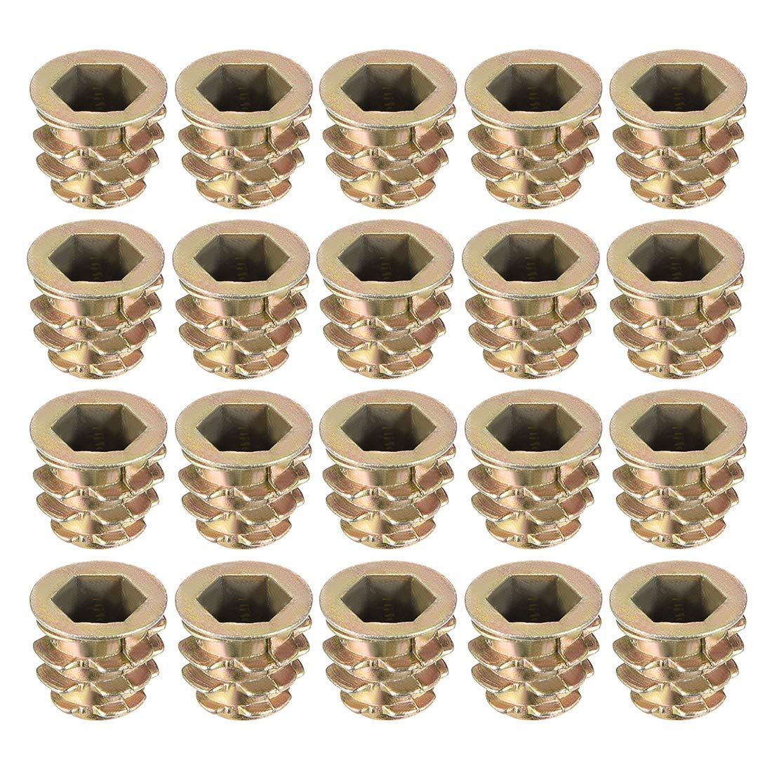 sourcing map Furniture Threaded Insert Nuts Zinc Alloy M8 Internal Threads 12mm Length 20pcs