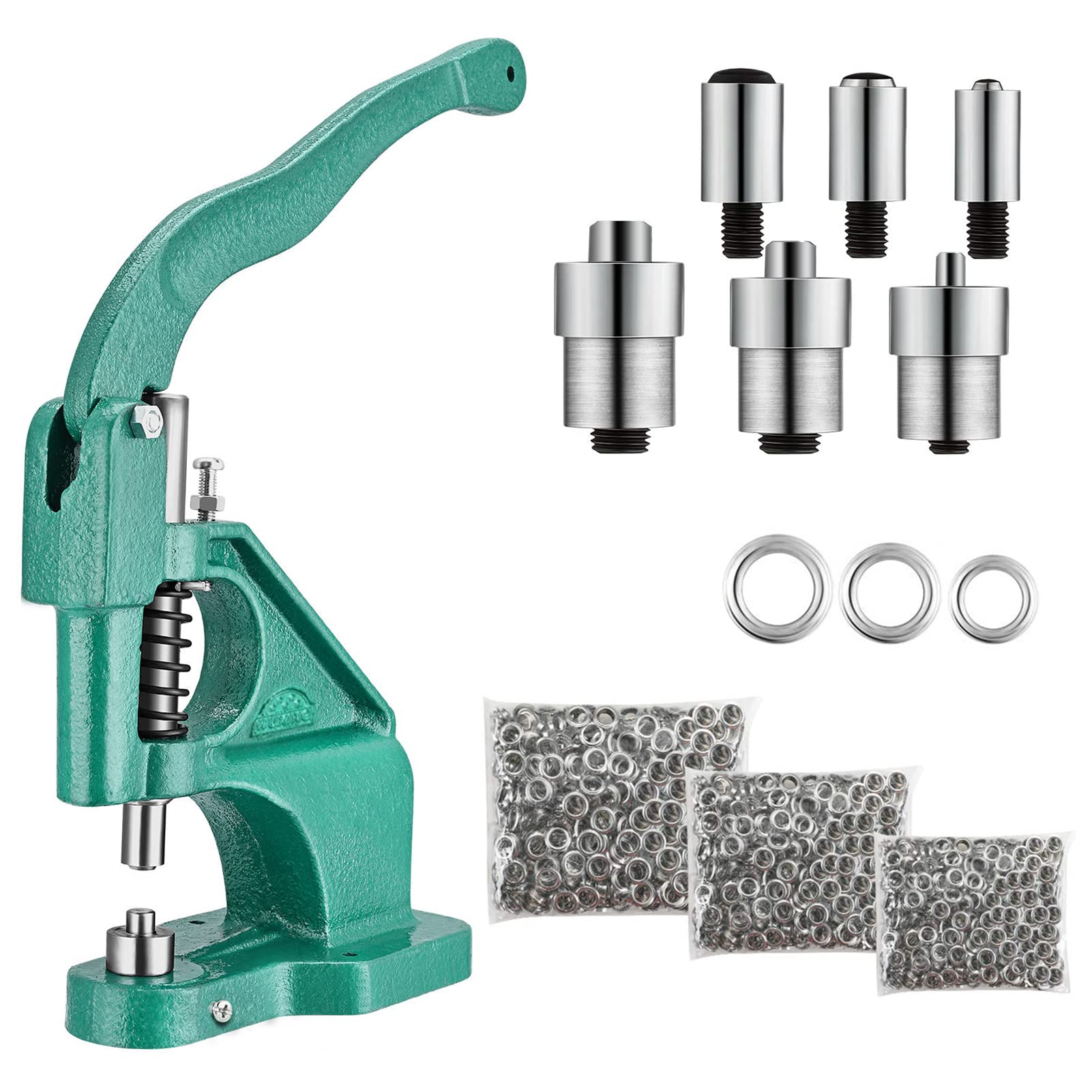 Inncen 1500 Eyelets Eyelet Press Stud Press Stud Press Set 3 Dies 6/10/12 mm for Eyelets Rivets Textiles Leather Curtains