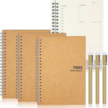 3 Pack Daily Planner To Do List Notebook Pad Time Management Plus 3 Pens With Brown Kraft Cover 100 Pages 50 Sheets A5 Size 19 13cm Amazon Co Uk Office Products