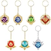 UTIEHD 7 Pack Genshin Impact Vision Keychain, Anime Keyring, for Collection and Genshin Fans