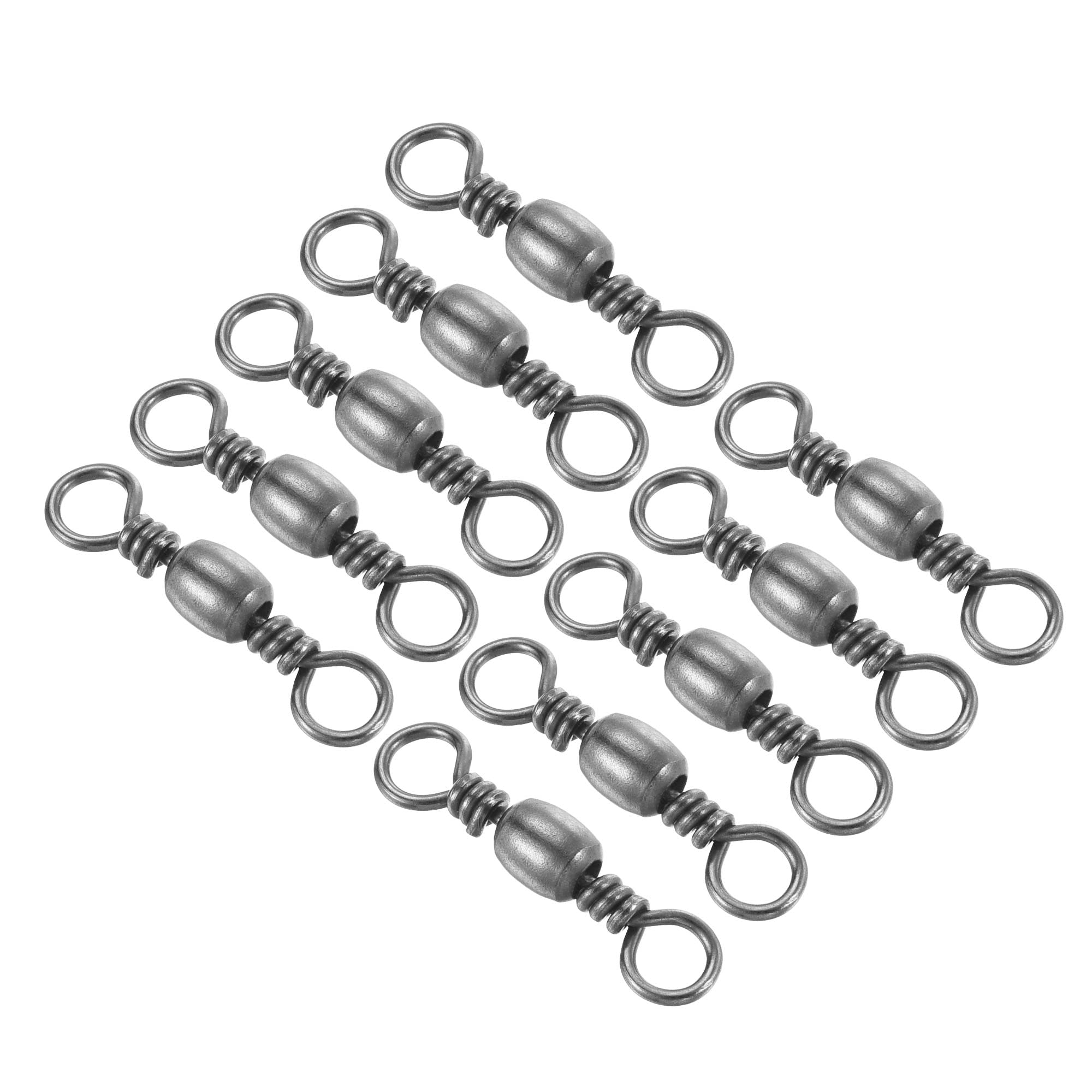 PATIKIL Fishing Barrel Swivels, 50Pcs 57LBS Stainless Steel Solid Ring Terminal Tackle for Saltwater Freshwater Fishing, Black
