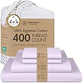 Threadmill Egyptian Cotton Queen Sheet Set | 100% Certified Egyptian Cotton Sheets for Queen Size Bed | Queen Bed Sheets Set with Snug Fit 16" Deep Pocket | Soft Cooling Sateen Bedding Set | Lilac