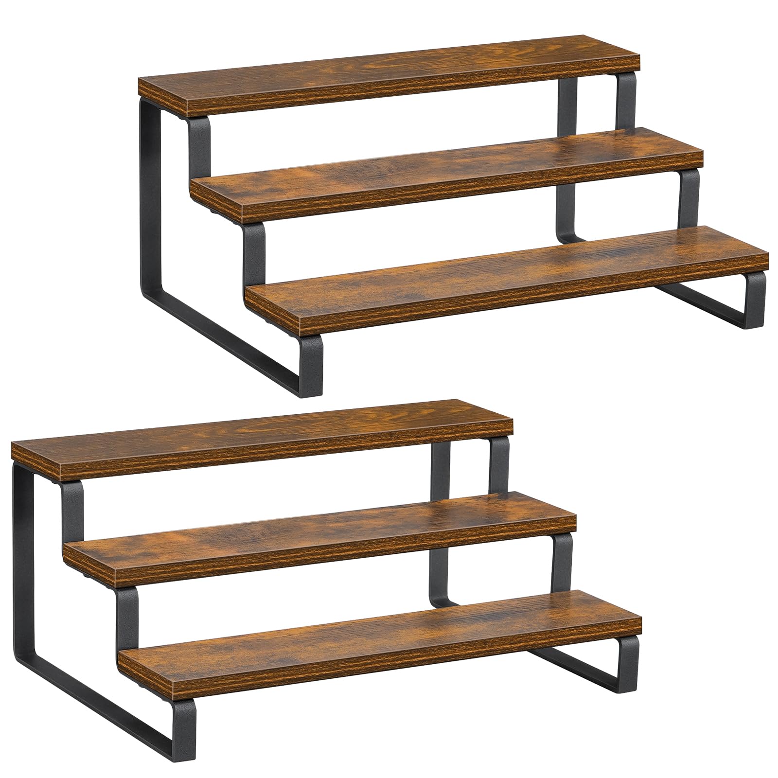 Photo 1 of Giikin 3-Tier Spice Rack, 13.8 Inch Wood Countertop Spice Storage Holder, Kitchen Pantry Cabinet Organizer Cupboard for Spice Bottles, Jars, Seasonings, Baking Supplies, Metal Frame(Set of 2)