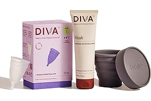 DIVA Cup, DIVA Wash & DIVA Shaker Combo Pack - Medical Grade Silicone Cup for Period Care - Period Cup Wash - Shaker for On-T