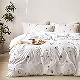 Wake In Cloud - Floral Comforter Set, Cottagecore Cute Aesthetic Watercolor Tiny Flowers and Leaves, Soft Lightweight Bedding for Women Teen Girls, 3 Pieces, White, Queen Size