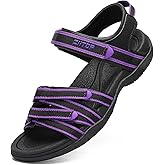 Womens Open Toe Hiking Sandal Women Slip On Sport Walking Sandal Straps with Arch Support Beach Vacation Casual Camping