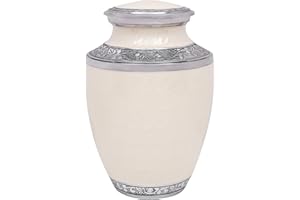 CLEENTABLE White Cremation Urn for Human Ashes - Large 10 Inch Aluminum Urns for Adult Male & Female, Decorative Memorial Urn for Home & Funeral
