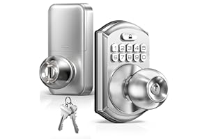 TEEHO TE003 Keyless Entry Keypad Door Lock with Handle, Electronic Digital Smart Locks for Front Door, Smart Door Knob with Code for Bedroom with Interior Locks, Auto Lock, Passage Mode, Satin Nickel