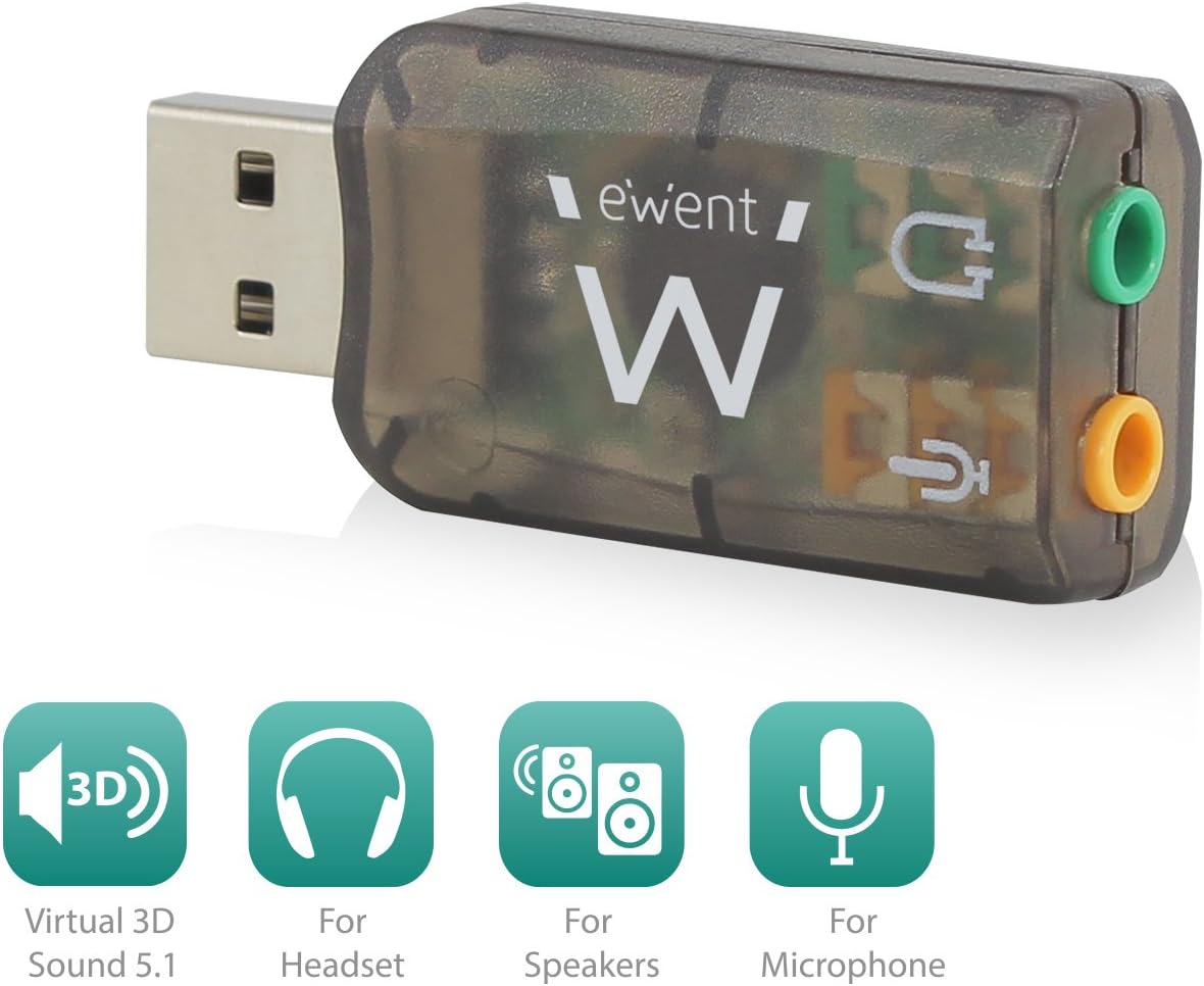 Ewent Virtual 3D USB 5.1 Sound Card, EW3751, Black - Image 3
