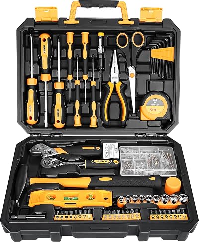 DEKOPRO 138 Piece Home Tool Kit with Plastic Storage Case