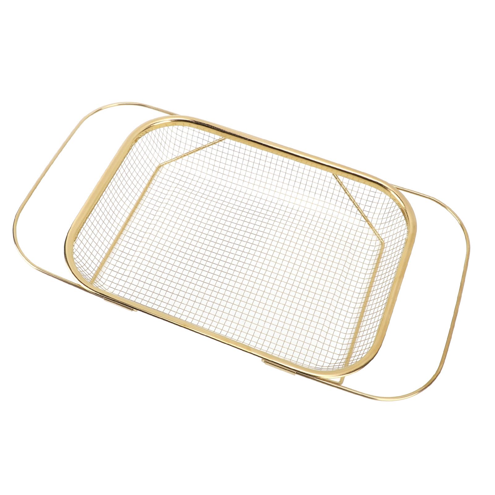 Over the Sink Colander, Masterful Draining Solution Stainless Steel Kitchen Sink Net with Handles Easy to Clean and Store Colander Strainer Mesh Basket (Gold)