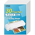 KTRIO Laminating Sheets, Hold 8.5 x 11 inch Sheets 30 Pack, 3 Mil Clear Thermal Laminate Pouches 9 x 11.5 inch Lamination Sheet Paper for Laminator, Round Corner Letter Size, School & Office