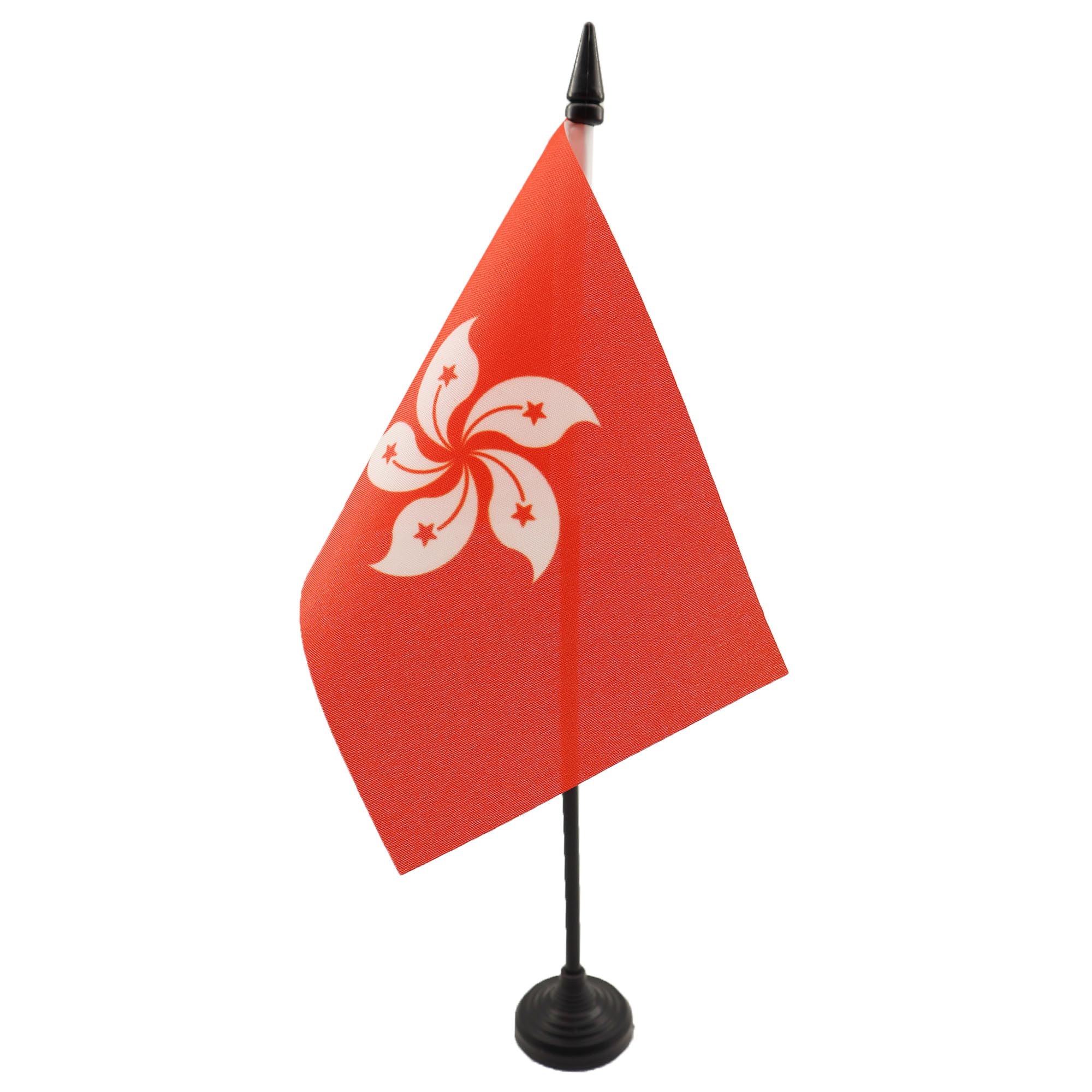 AZ FLAG - Hong Kong Table Flag 4'' x 6'' - Hong Konger Office Mini Banner 100% Polyester 15 x 10 cm - Mini Desk Flag with 10'' Pole and Black Plastic Base