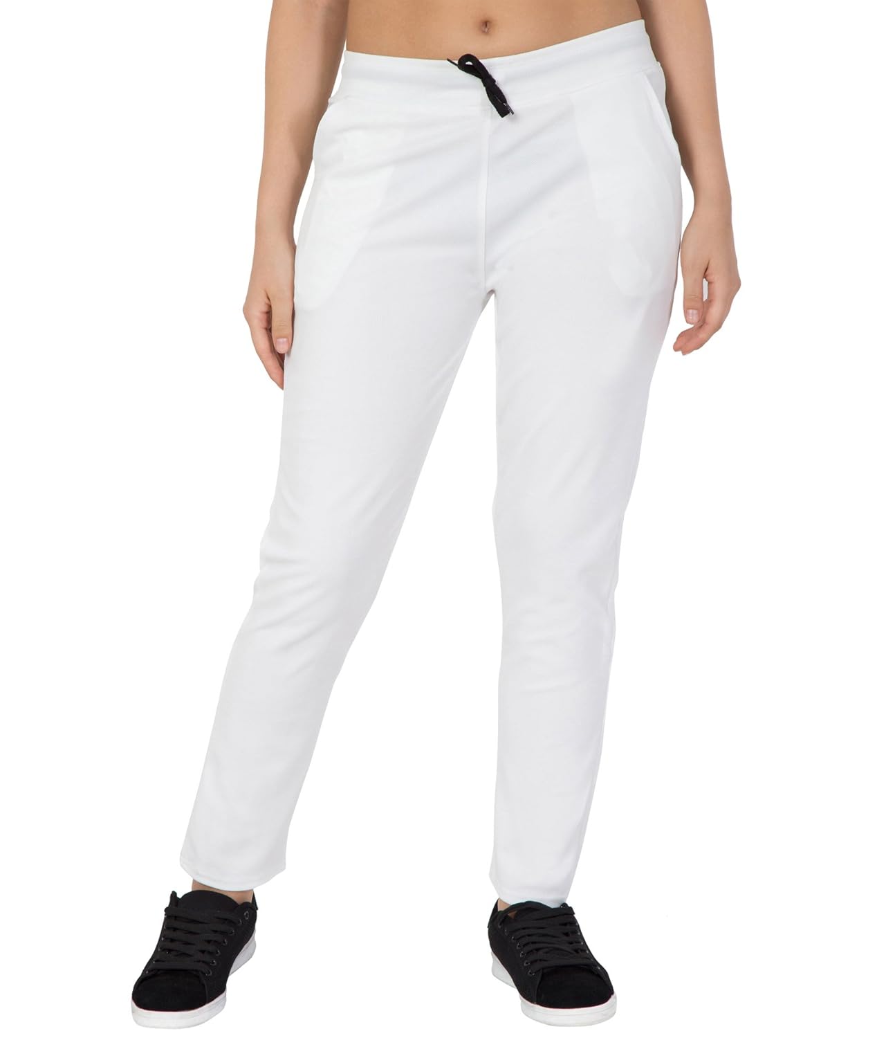 american-elm women's white solid pattern trackpant