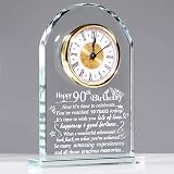 Ornalrist Happy 90th Birthday Glass Keepsake Clock Gift