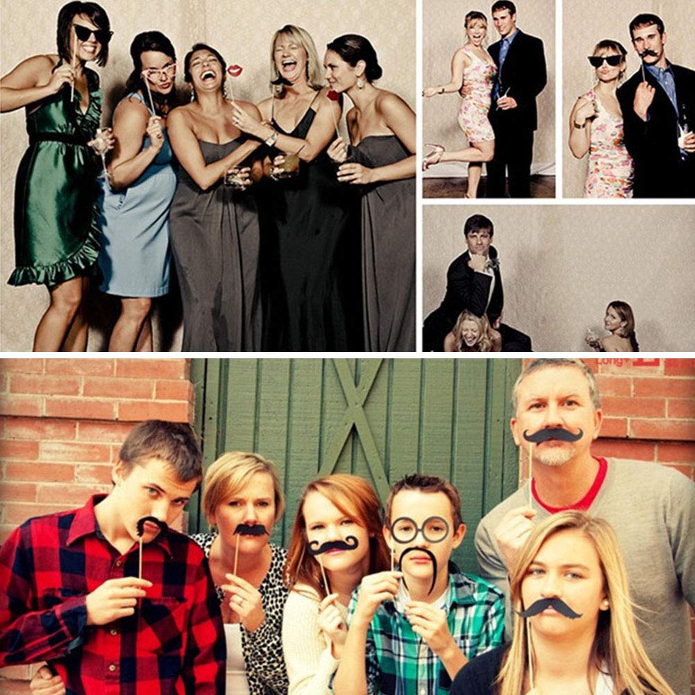 Christmas Party Photo Booth Props, 52PCS DIY Kits Dress-up Decoration for Christmas Theme Party Favors Decorations