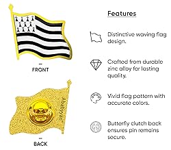 Brittany Flag Lapel Pin - Enamel Metal National