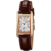 FANMIS Vintage Women's Rectangle Wristwatch Classic Ladies Analog Quartz Watch Ultra-Thin Ladies Bangle Bracelet Watch Female Business Dress Watches with Leather Strap
