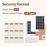 ComSaf 12 Glass Spice Jars 240ml with Bamboo Lids & Labels Airtight view 8