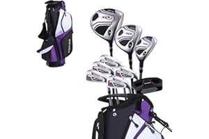 Aspire XD1 Womens Golf Clubs Full Set, Includes Driver, Fairway, Hybrid, 6-PW Irons, Putter, Stand Bag, 3 H/C's, Ultra-Light Graphite Shafts, Golf Clubs Women Right Handed, Comes in 3 Sizes, Purple