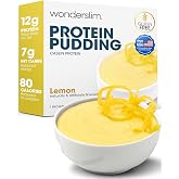 Wonderslim Instant High Protein Pudding Mix &ndash; 7 Servings (Lemon Flavor) | Low Carb Keto Friendly Dessert Snack &ndash; 12g Protein, 80 Calories, 7g Net Carbs &ndash; Gluten Free, Low Sugar Instant Pudding Mix