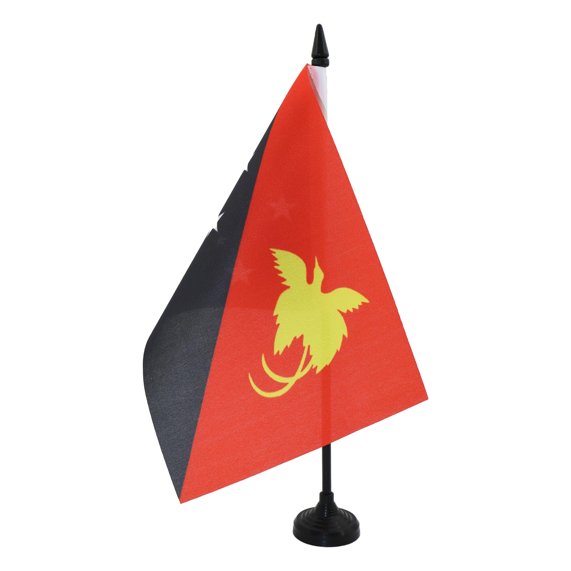 AZ FLAG Papua New Guinea Table Flag 5'' x 8'' - Papuan Office Decoration 100% Polyester 21 x 14 cm - Mini Desk Flag with Pole and Black Plastic Base โ image 1