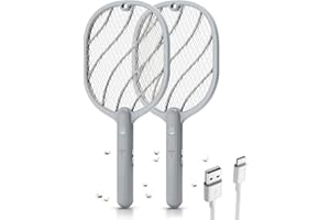Mosiller Electric Fly Swatter, 3800V Handheld Bug Zapper Racket, Type-C Rechargeable, Mosquito Zapper for Indoor Outdoor, 3-Layer Safety Mesh, Easy to Use, Lightweight (Basic 2 Pack)