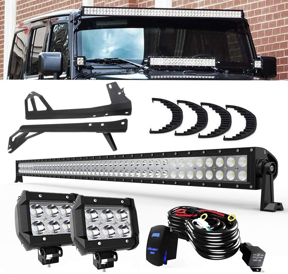 Led Light Bar For 20072017 Jeep Wrangler JK JKU, DOT 52 Inch Light Bar