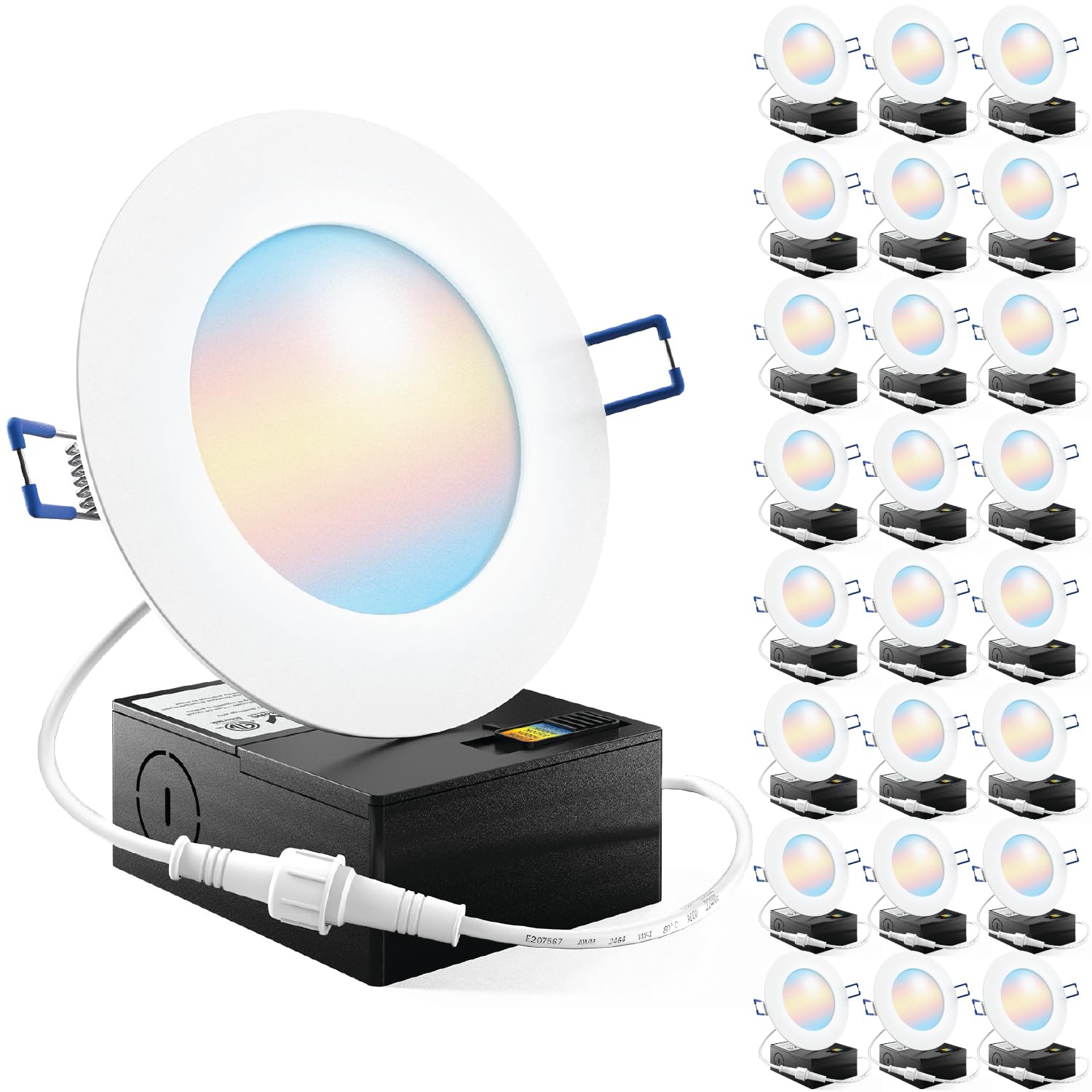 Photo 1 of Sunco 24 Pack 4 Inch Ultra Thin LED Recessed Ceiling Lights Slim, Selectable CCT 2700K, 3000K, 4000K, 5000K, 6000K, Dimmable, 10W, Wafer Thin, Canless with Junction Box