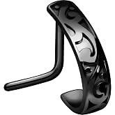 PIERCINGLINE 20G nose ring Surgical steel 316L nostril piercing jewelry | L shape nose ring in hoop optics Oriental Design | Nose studs for women and men