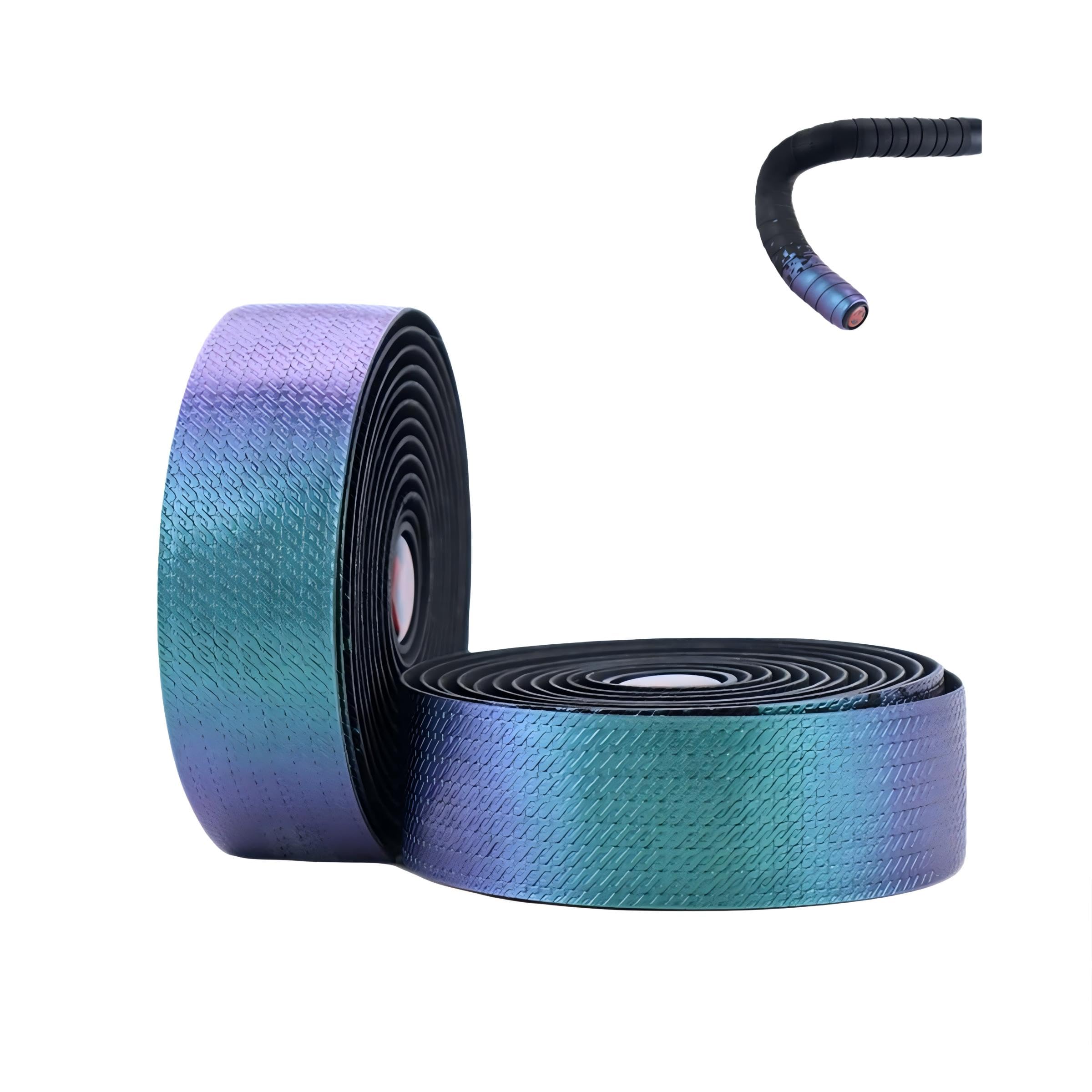 Bumlon Bike Bicycle Handlebar Tapes Bicycle Road Bike Bar Tapes EVA Non-slip Ultra-light Reflective Tape for Mountain Bike with Bar End Plugs Soft Comfortable Durable 2 PCS (Gradient Purple)