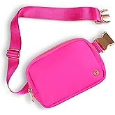 Sienien Belt Bag For Women Girls Fanny Pack Pink Crossbody Bag Fashionable Waist Packs With Adjustable Strap Waterproof For Travel Walking Running Hiking Hot Pink Gold