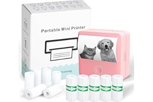 ADBAOBO X6 Mini Sticker Printer, Pocket Thermal Printer with 11 Roll Papers, Notebuddy Portable Printer for Study Notes, Photos, Journal, DIY, Children Gift, Inkless Sticker Printer for Phone & Tablet