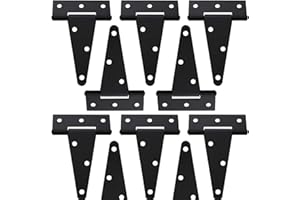 FengWu 10 Pack T-Strap 4 Inch Heavy Duty Tee Hinge Black Barn Door Gate Hinges for Wooden Fences Strap Garden Door Wrought Iron Hardware