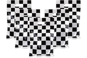 Mikzhskr 30Pcs Race Car Party Favors Bag Goodie bags Racing in Speed Party Decorations Soccer Theme Black and White Checkered Candy Bags with Handles for Kids Race Car Birthday Party Supplies