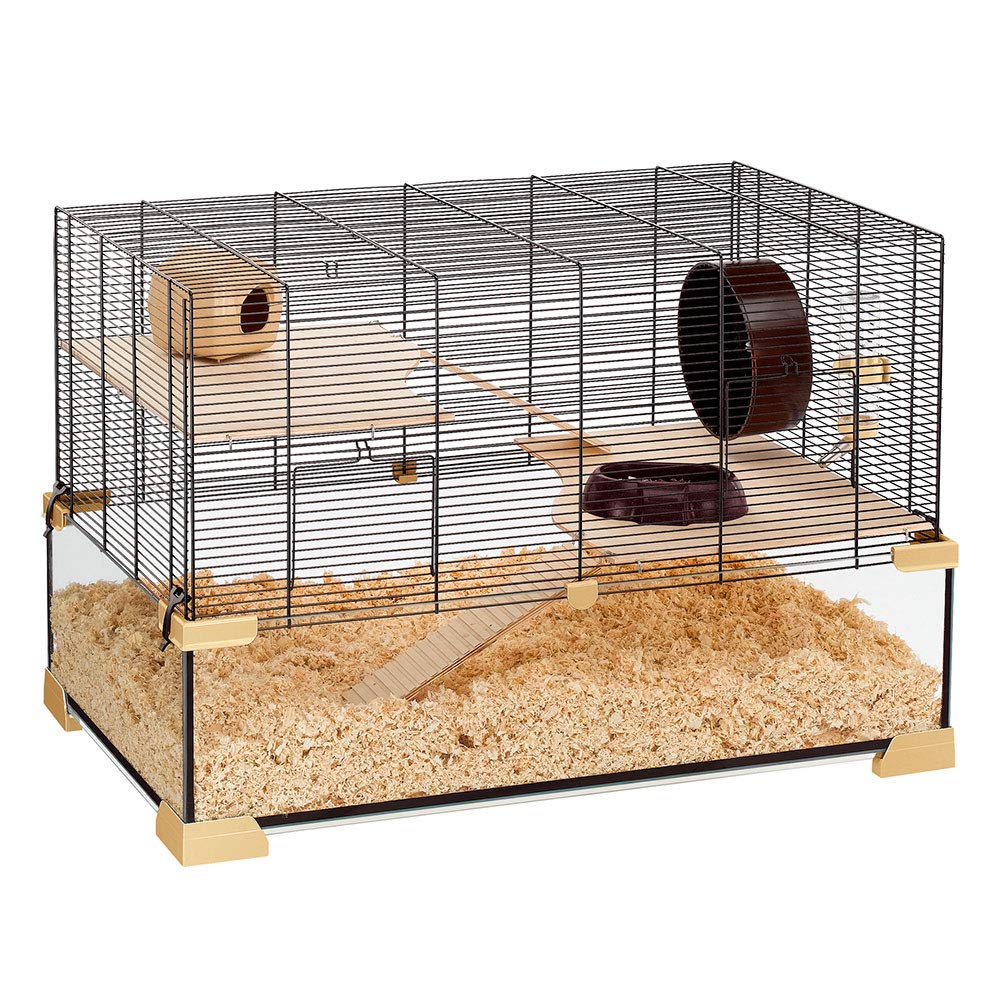 Ferplast Cage for Hamsters or Mice Carat 80 Small Rodents Two Levels with Accessories Made of Glass and Metal Mesh