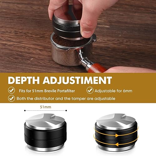 51mm Coffee Distributor Tamper,Dual Head Coffee Leveler Fits for