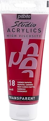 Pebeo Studio Acrylics Carmine Red 100 ml Transparent Paint