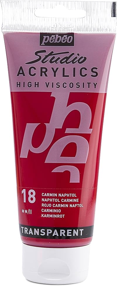 Pebeo Studio Acrylics Carmine Red 100 ml Transparent Paint