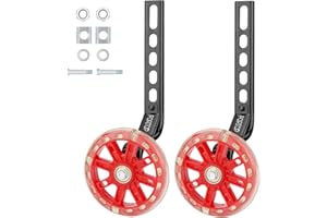 FORTOP Bike Training Wheels, Pair of Heavy Duty Rear with Stabilizers Mounted Kit for Kids Boy Girls Bikes of Single Speed Bicycle with 12 14 16 18 20 Inch (Red, 12IN-20IN)