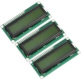 MECCANIXITY 3Pcs LCD 1602 Display Module 5V, Yellow Display Screen Backlight 16x2 LCD Module Interface Adapter 72x24mm
