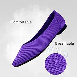 TINGRISE Women's Flats Shoes Pointed Toe Knit