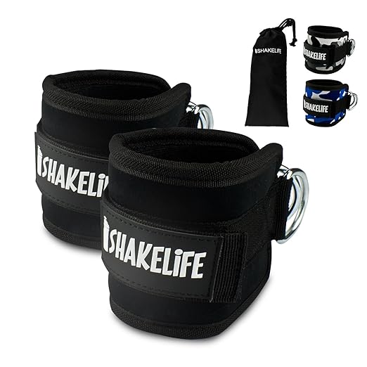 [EXTRA STARK] Premium Fußschlaufen (2 Stück) - Gepolstert - Perfekt für Beintraining am Kabelzug - Gratis Tragebeutel - Flexi