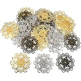 ALIMITOPIA 30pcs Filigree Wrap Charm Pendant Connector,Metal Laminate Decoration Supplies for DIY Hairpin Headwear Earring Costume Jewelry Making Findings