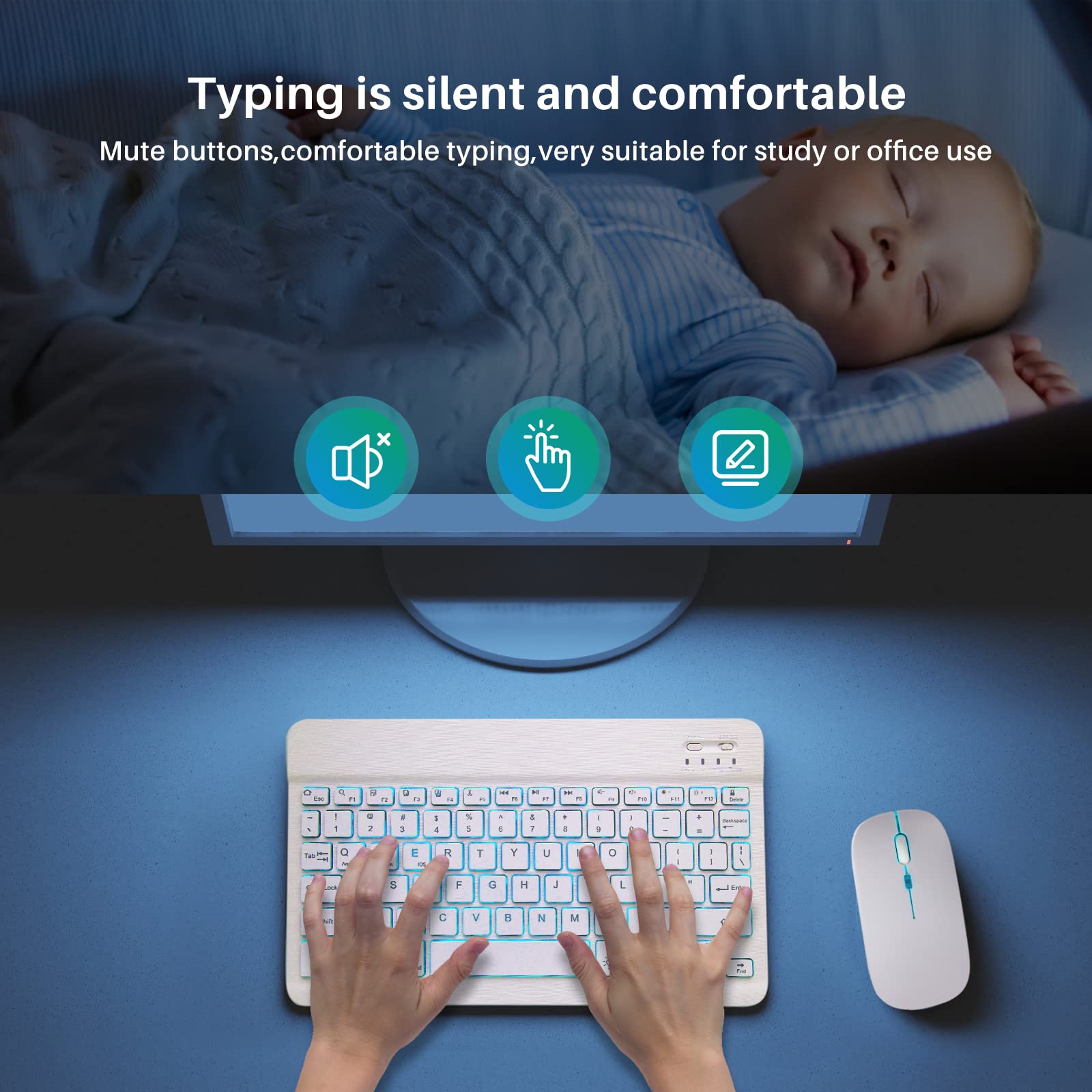 Mua Ultra-Slim Bluetooth Keyboard and Mouse Portable Mini Wireless ...