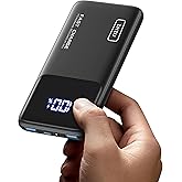 Cargador portátil INIU, 18 W PD 3.0 QC 4.0 carga rápida 10500 mAh USB C LED Display Power Bank, batería con soporte para telé