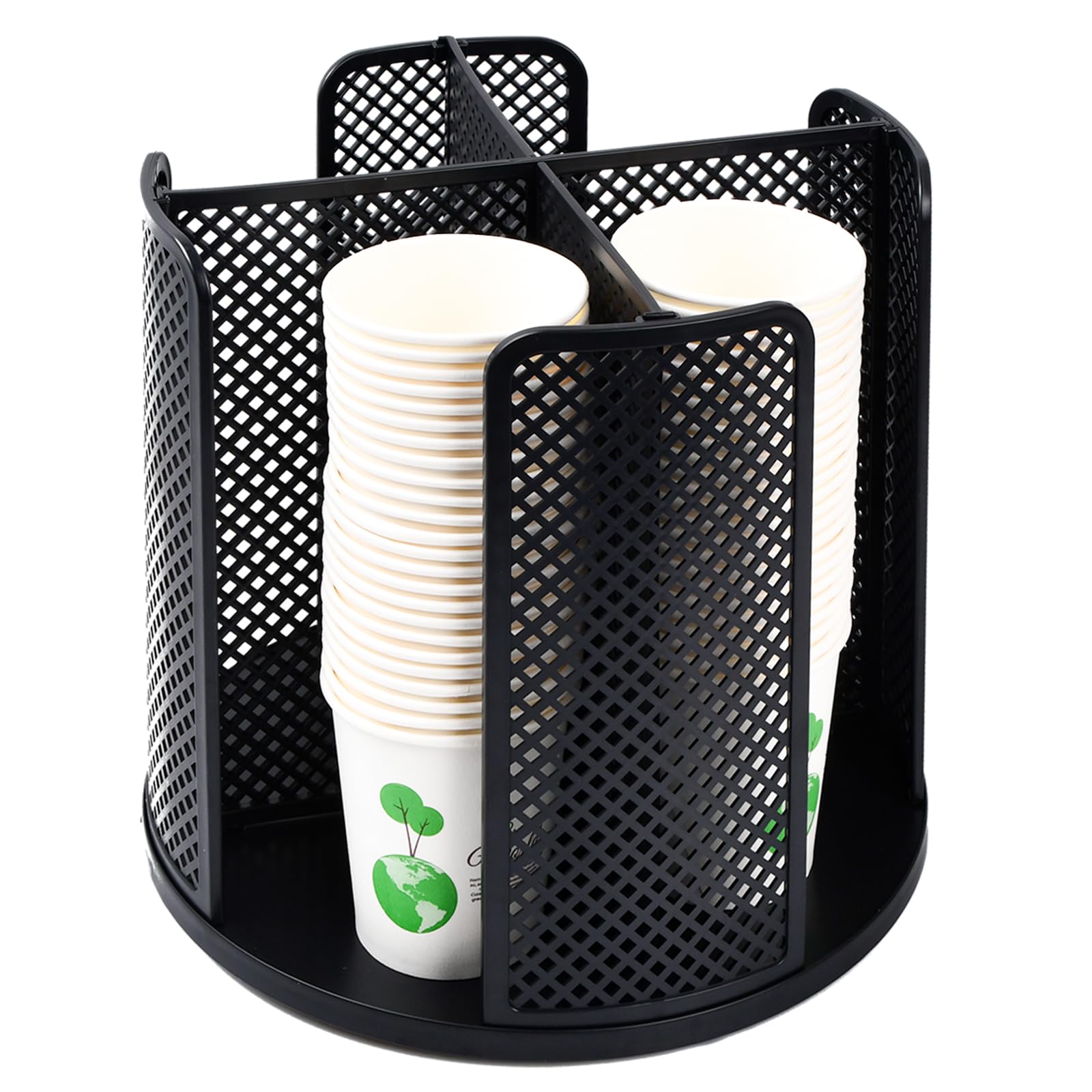 Wisebom Rotatable Cup and Lid Organizer - Paper & Disposable Cup Dispenser for Coffee Station, Countertop, Bathroom, Kitchen, Bedroom & Coffee Shop