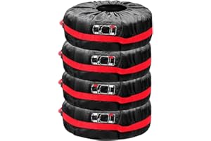 Fepinc 4pcs Polyester Tire Covers, Heavy Duty Outdoor Waterproof Sunscreen Dustproof Tire Wheel Protector Spare Tire Bag with